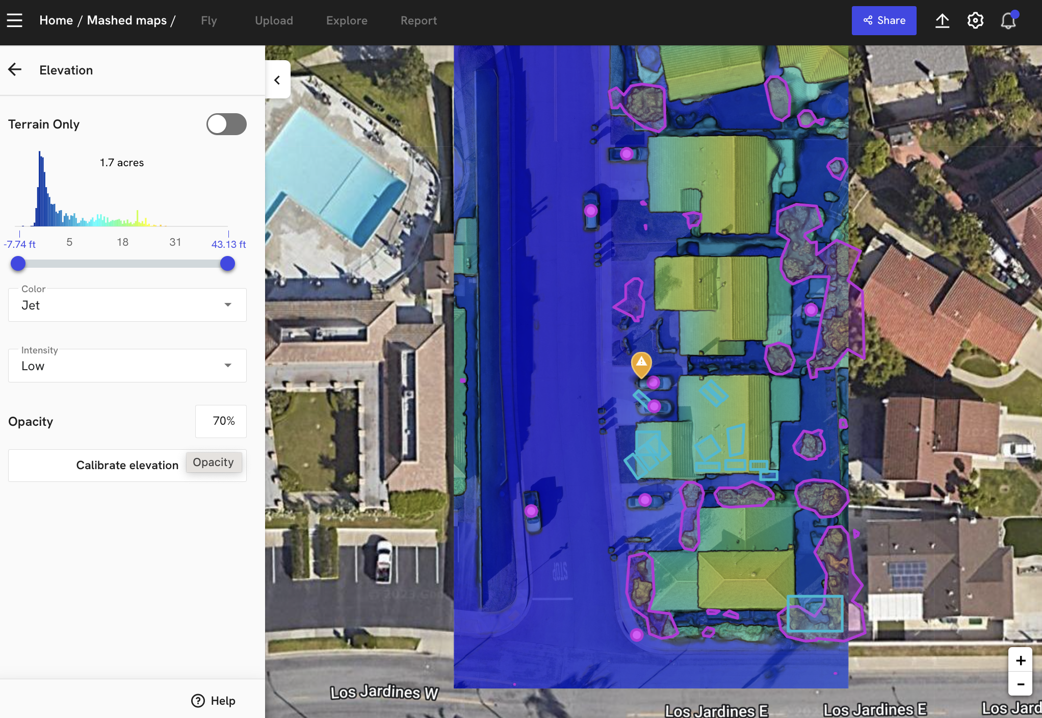 Drone elevation store mapping