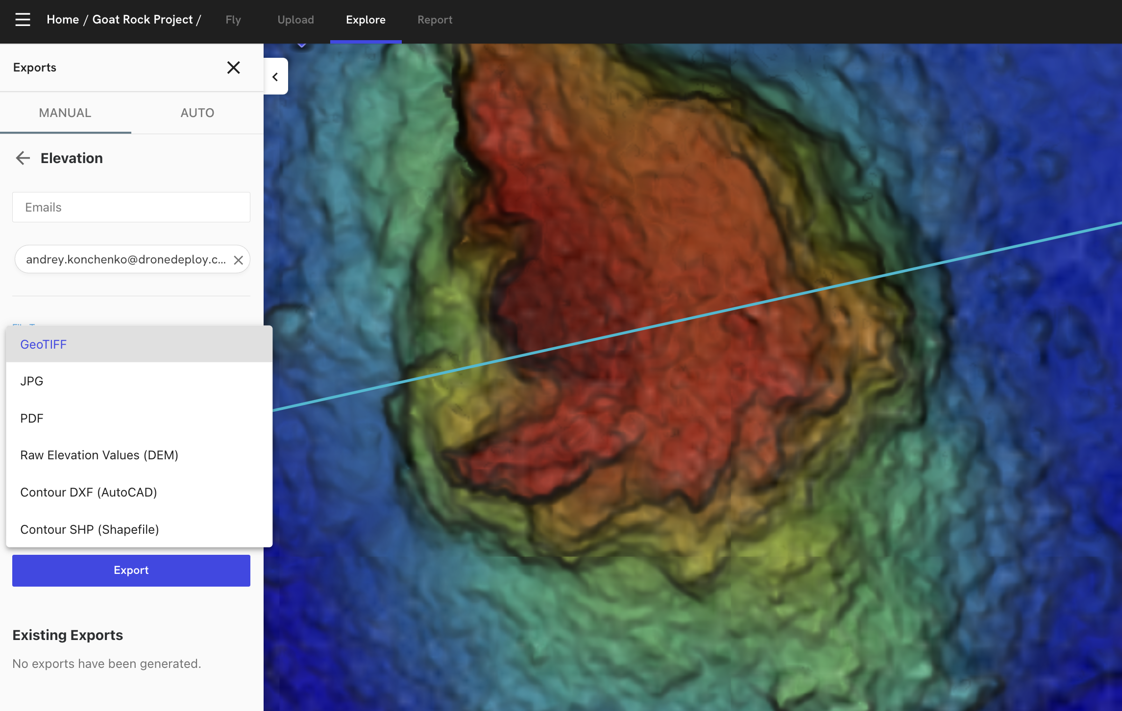 Dronedeploy topographic outlet map