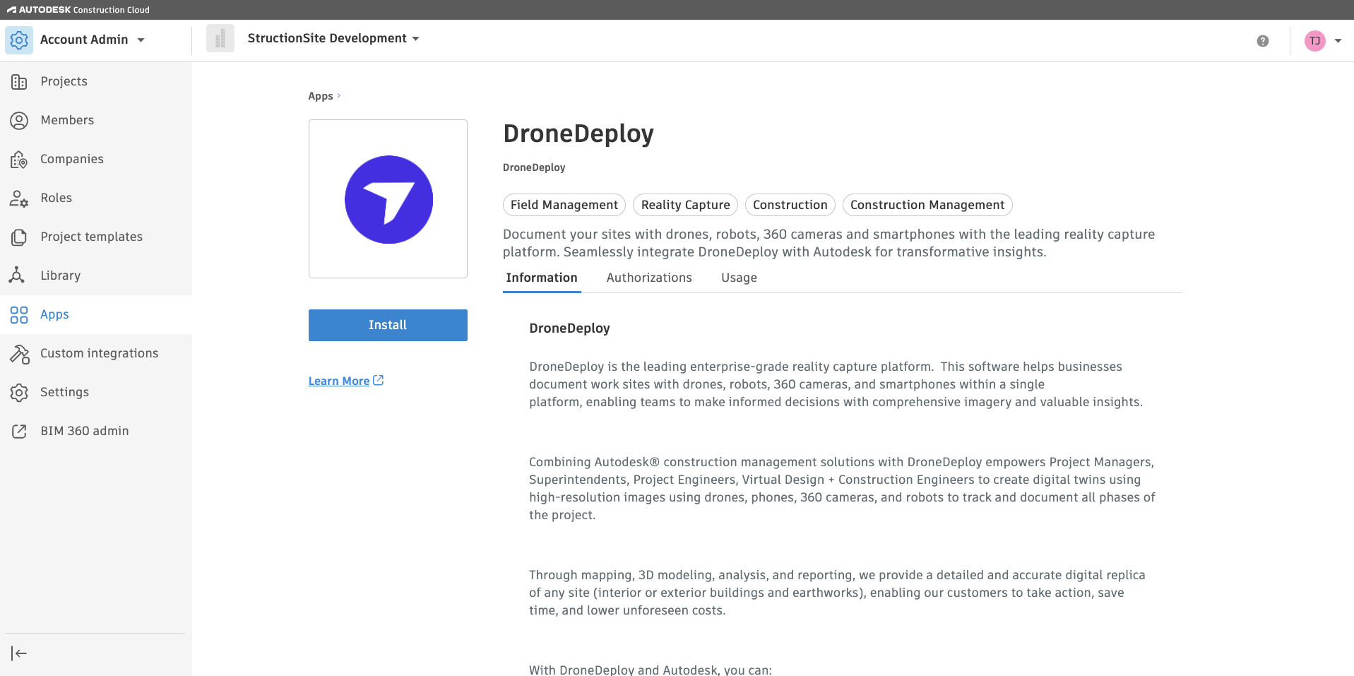 BIM 360 - Autodesk Construction Cloud (ACC) – DroneDeploy