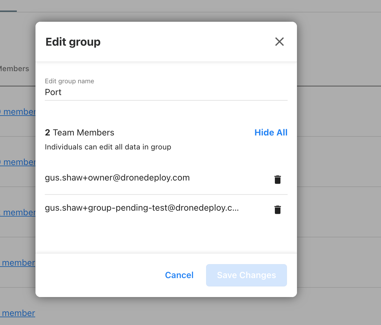 Editing a group